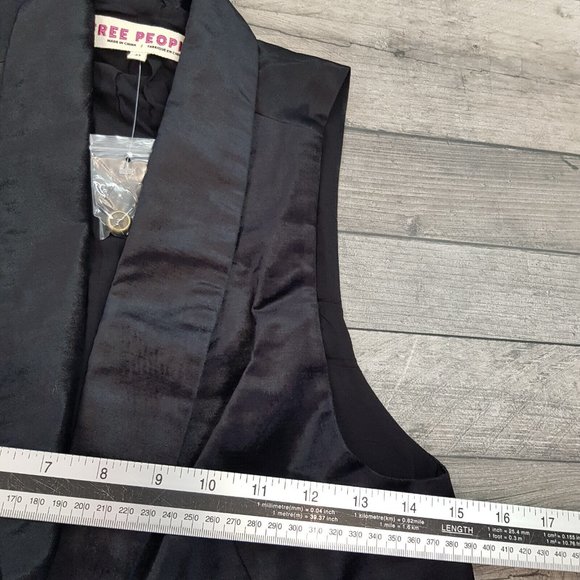 Free People Cindy Vest Waistcoat Top XS UK 6 Black Velvet Tie Event Formal BN - Picture 7 of 12